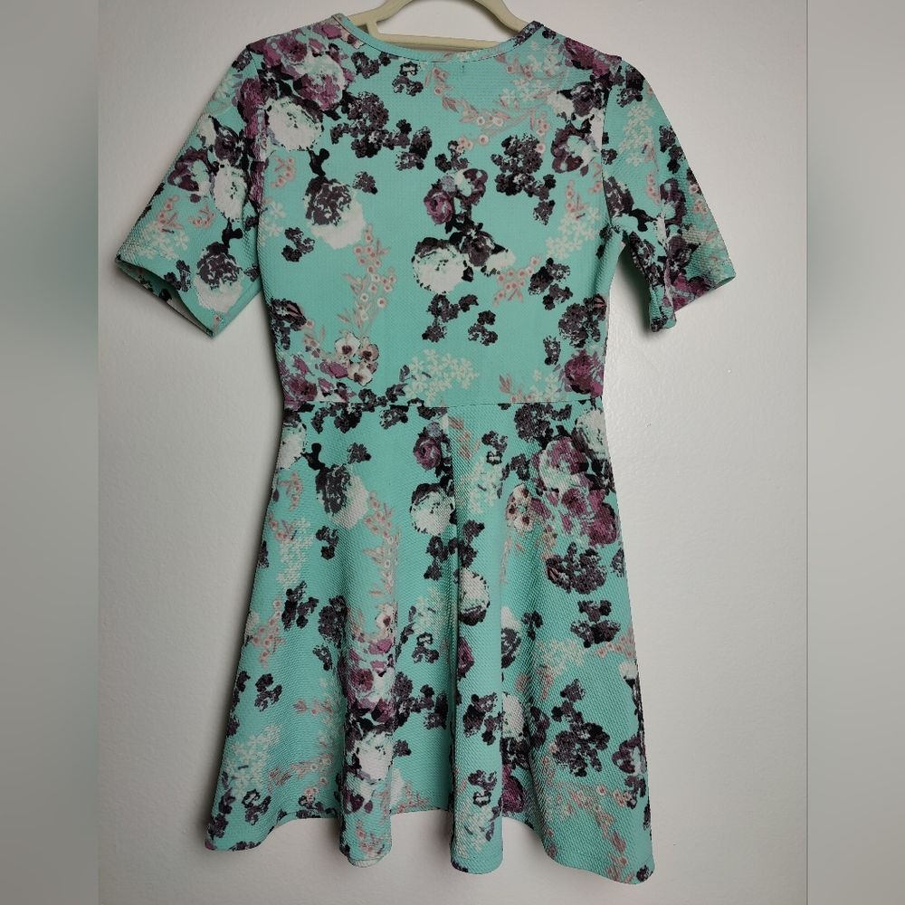 J for Justify Retro Turquoise Floral Mini Skater Dress, Size M - Picture 2 of 10